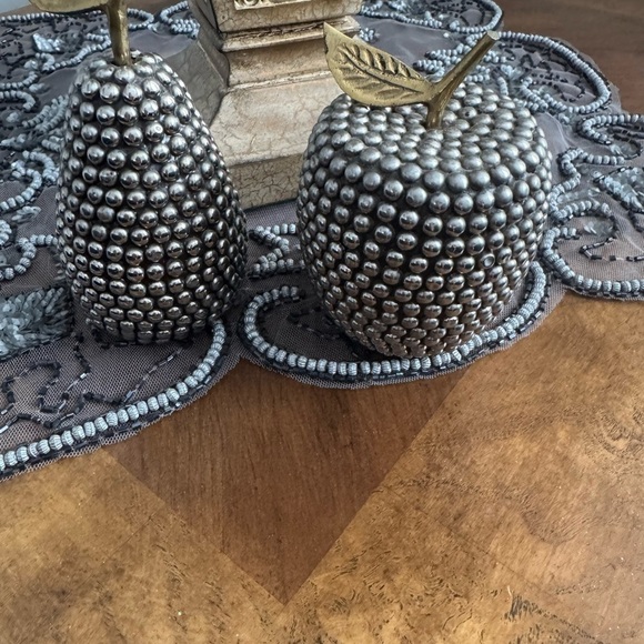 Silver and brass mid century stud 2 pcs decor - Picture 2 of 6